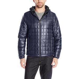 NEW MENS LEVIS QUILTED PUFFER BLACK JACKET COAT HOOD ULTRA LOFT INSULATION L